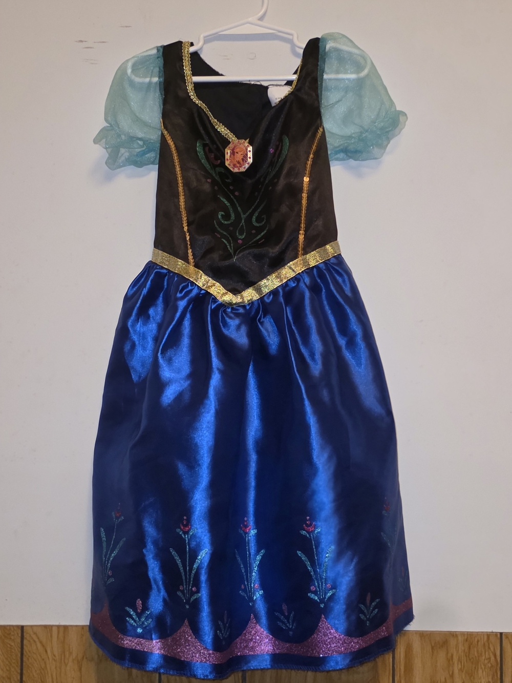 Girls Blue and Black Princess Costume Dress with Mint Puff Sleeves